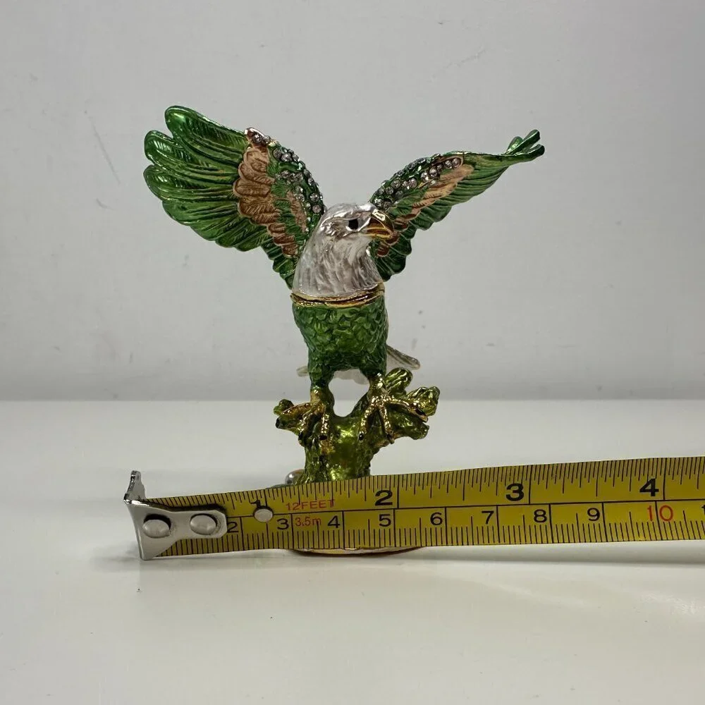 Millwood Pines Austrian Crystal Enamelled American Bauld Eagle Trinket Box